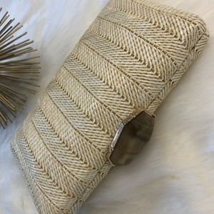 Natural Woven Clutch + Shoulder Bag